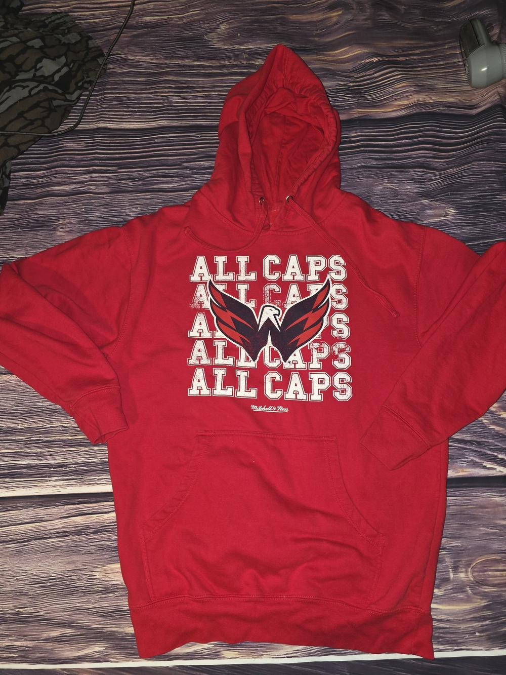 Mitchell & Ness Red Washington Capitals Zip-Up Hoodie with Eagle Graphic